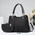 Détail d'un ensemble de sacs à main en dentelle noire avec ferrures dorées - Ensemble 2 pièces (28x12x20cm) / Noir