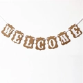 Vintage WELCOME Banner mit braunen Kraftpapier-Flaggen und weißen Buchstaben für Hochzeiten - Kraftpapier Welcome