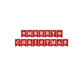 Rotes Merry Christmas Banner mit weißen Buchstaben und Schneeflocken für Weihnachtsdeko - Merry Christmas Banner