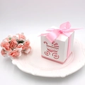 Detail of pink hollow baby stroller candy box with ribbon for baby shower gift - Baby Stroller / No Ribbon / Pink