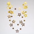 Golden hanging star banner with hollow and solid star designs for party backdrop - Short Style / Gold