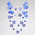 Close-up of blue holographic hollow star garlands for wedding and party decorations - Short Style / Blue