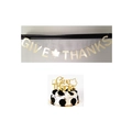 Golden glitter Give Thanks banner and cake topper set for Thanksgiving party decoration - GIVE THANKS Banner and Cake Topper Set