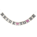 White Bride To Be banner with black lettering and pink heart accents for bachelorette parties - Pearlescent Paper / Bride To Be Style