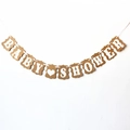 Kraft paper baby shower banner with white text and heart motif for party decor - Baby Shower White Heart Style
