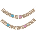 Boy or Girl and We Love You kraft paper banners for gender reveal party decoration - Gender Reveal Love Style