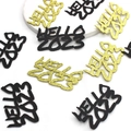 Glitter gold and matte black HELLO 2023 confetti for New Year party table decoration - Black Gold Glitter HELLO 2026 Confetti (50 Pieces)