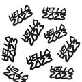 Black Hello 2023 confetti pieces for New Year Eve party table decoration - Black HELLO 2026 Confetti (50 Pieces)