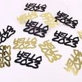 Hello 2023 confetti decorations in black and gold for New Year party tables - Black Gold Card HELLO 2026 Confetti