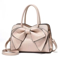 Borsa a mano beige stampa coccodrillo con fiocco grande e tracolla staccabile - Cachi