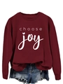 Detail of burgundy sweatshirt featuring a white Choose Joy slogan with a heart accent - Wine Red (White Font)