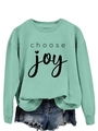 Detail of the crewneck mint green sweatshirt with black choose joy heart print - Light Green (Black Font)