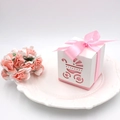 Pink stroller hollow favor box with satin ribbon for baby shower and birthday gifts - Baby Stroller / No Ribbon / Pink