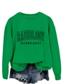 Detail eines grünen Radiology Technologist Sweatshirts mit schwarzem Textaufdruck - S / Grasgrün (Schwarze Schrift)