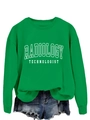 Detail eines grünen Radiology Technologist Sweatshirts mit Rundhalsausschnitt und Text - S / Grasgrün (Weiße Schrift)