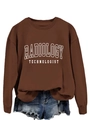 Detail of brown Radiology Technologist sweatshirt paired with denim shorts - Coffee (White Font)