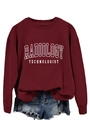 Detail of burgundy Radiology Technologist sweatshirt featuring white varsity lettering - Wine Red (White Font)