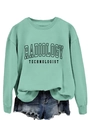 Detail of mint green sweatshirt with Radiology Technologist print and denim shorts - Light Green (Black Text)