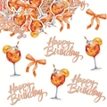 Set da 100 pezzi coriandoli a bicchiere da cocktail e arancia per festa di compleanno - Stile Compleanno Bicchiere Cocktail Fiocco (BA484) / Arancione metallizzato