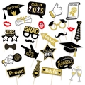 Set di accessori per foto di laurea 2025 con decorazioni glitter nero e oro - Stile Tema Celebrazione Laurea