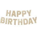 Striscione Happy Birthday glitter oro champagne con 13 lettere appese per feste di compleanno - Oro champagne