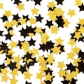 Detalle de confeti de estrellas doradas brillantes y negras mates para mesa festiva - Estrella Brillante Negra y Oro