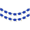 Glittery dark blue graduation cap banner with gold tassels for party decoration - Double Row Style / Blue