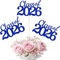 Blaue Glitzer Class of 2026 Tortenstecker für die Abschlussfeier 2026 Dekoration - Vormontiertes Endprodukt / Blau
