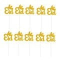 10er-Pack goldene Eid-Kuchenaufsätze mit Glitzermond und Sternen für festliche Deko - 10er-Pack (Gold) / Gold