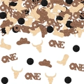 Brown glitter western cowboy theme party confetti with hat boot and one lettering - Western Cowboy Theme Mixed Pack (100Pcs)