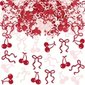 Mix di coriandoli a forma di ciliegia e fiocco in rosso e rosa per feste - Set di coriandoli ciliegia e fiocco