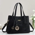 Sac fourre-tout premium en cuir noir avec lettrage doré et bandoulière réglable - Noir