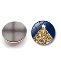 Aimant de frigo rond 25mm en verre avec motif sapin de Noël et base magnétique - Sapin de Noël Aurore Ciel Étoilé (BXT2192)