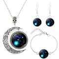 Set gioielli zodiaco Toro in argento con collana luna e orecchini in vetro stella - Toro