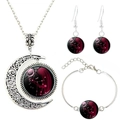 Parure bijoux Vierge en argent avec collier bracelet et boucles d'oreilles rouges - Vierge