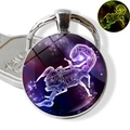 Luminous Scorpio zodiac keychain with glowing green neon effect in darkness - Scorpio