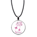 Collar cáncer de mama con colgante de cristal Believe y cordón negro trenzado - Estilo Believe Árbol Corazón (XSWX4287-9)