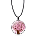 Collar concienciación cáncer de mama con colgante árbol de la vida y lazo rosa - Estilo Árbol de la Vida Lazo Rosa (XSWX4287-10)