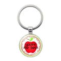 Teachers Day gift keychain featuring a red apple design with Thank You lettering - You Are The Best Red Apple Style(JY00499-9)