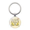 Teacher's Day gift keychain with Happy Teacher's Day floral illustration and metal ring - Happy World Teachers Day Illustration Style(JY00499-14)