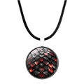 Collana con ciondolo a uovo di drago colorato con motivo a squame rosse e cordino - Motivo a Scaglie di Drago Rosso e Nero (JY006282-2)