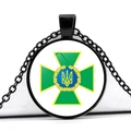 Ukraine Border Guard emblem pendant necklace with black chain and trident crest - Border Guard Emblem Style (JY006289-9)