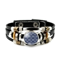 Handmade multilayer leather bracelet with retro evil eye glass bead and punk beads - Blue Evil Eye Style 6 (JY006350-6)