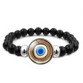 Türkisches Evil Eye Perlenarmband mit glänzenden schwarzen Perlen und blauem Anhänger - Klassisches Blau Weiß Gold Schwarz Amulett Stil (JY006339-10)