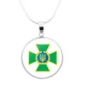 Silver snake chain necklace with Ukraine State Border Guard Service badge pendant - Ukraine Border Guard Badge Style (JY006308-9)