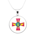 Silver snake chain necklace with a round Ukraine Air Force emblem pendant jewelry - Ukraine Air Force Badge Style (JY006308-10)