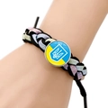 Handgeweven Oekraïne vlag armband met gekleurd glittertouw en nationaal embleem bedel - Blauw Geel Wit Trident Stijl (JY006316-7)