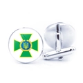 Silver cufflinks with Ukraine SBU emblem featuring blue trident and gold maltese cross - Ukraine SBU Badge (JY006318-9)