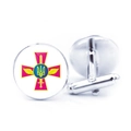 Silver cufflinks featuring Ukrainian Air Force badge with magenta cross and golden wings - Ukraine Air Force Badge (JY006318-10)