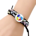 Handgemaakte geweven Filipijnse vlag armband met verstelbaar zwart glittertouw voor dames - Filipijnen Hart Handdruk Stijl (JY006316-15)